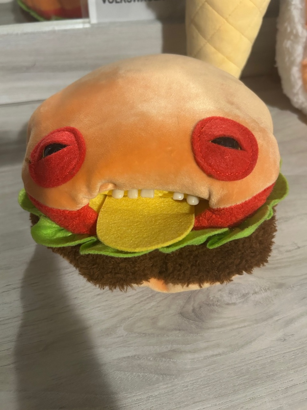 Cute Plush Burger Character Toy - Orange, Red, Yellow, Green, Brown